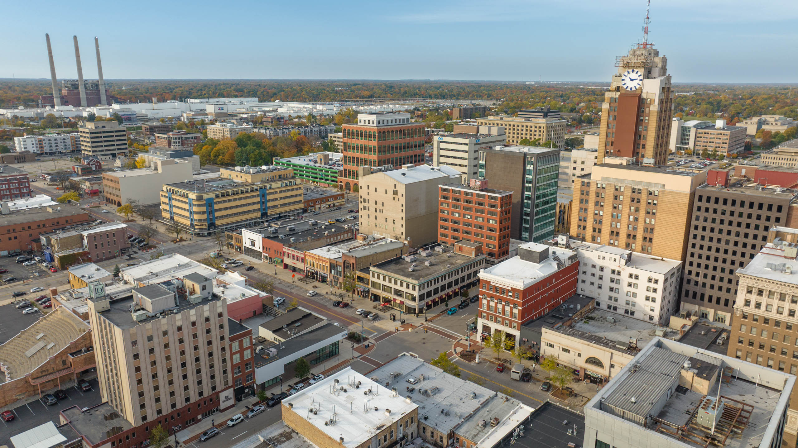 Aerial view of downtown Lansing